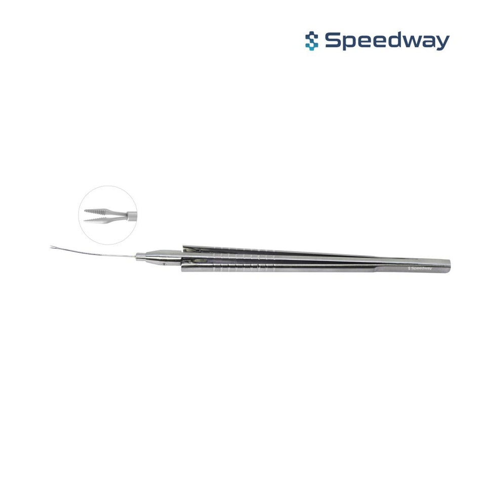 Speedway Vitreoretinal Serrated Forceps Curved Shaft 23G