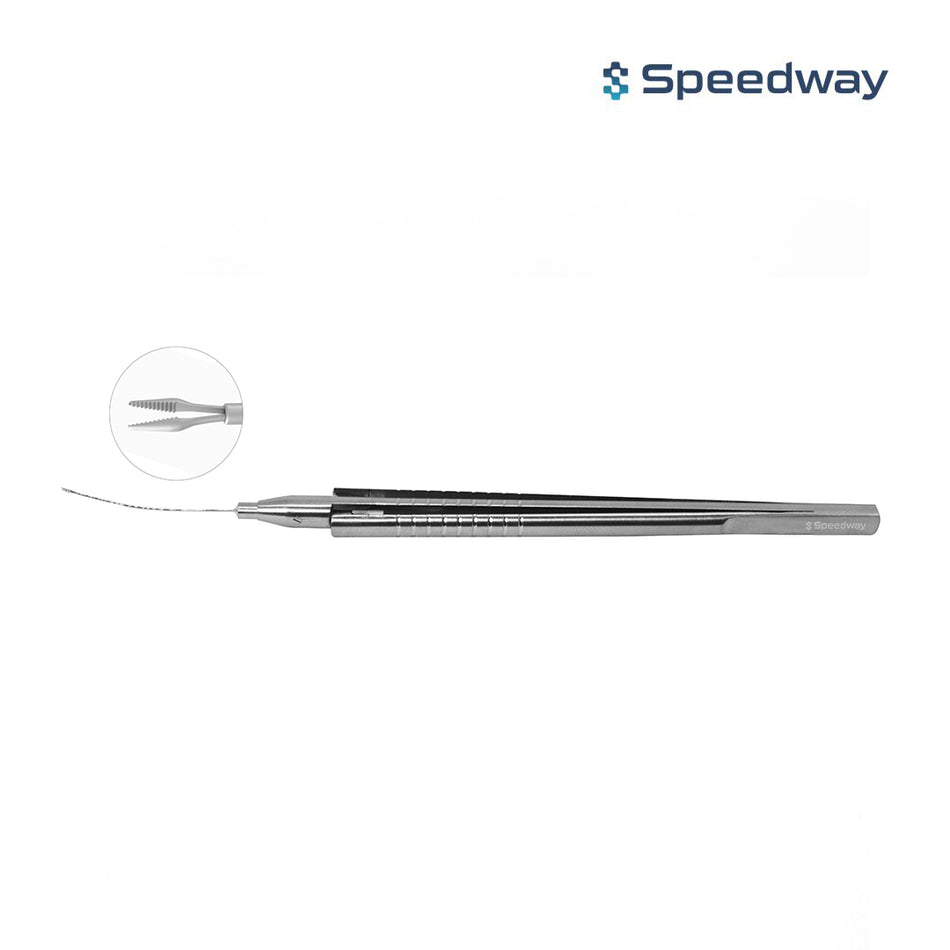 Speedway Vitreoretinal Serrated Forceps Curved Shaft 25G